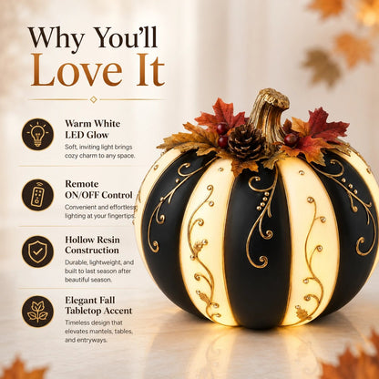 🔥 Last Day 50% OFF✨-Lighted Black & Ivory Pumpkin Decor with Remote