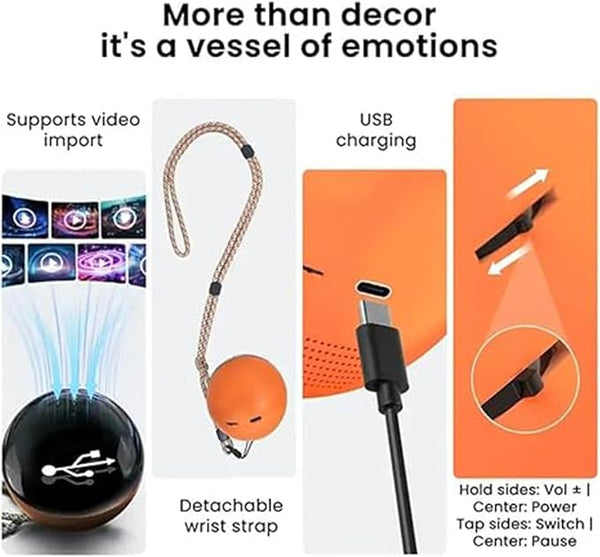 Electronic Crystal Ball, Light-Up Glass Sphere With 3D Digital Display Screen, DIY Personalized Video & Photo Player