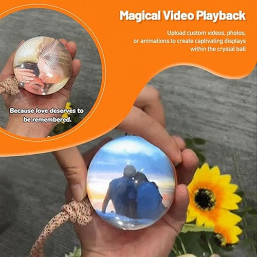 Electronic Crystal Ball, Light-Up Glass Sphere With 3D Digital Display Screen, DIY Personalized Video & Photo Player