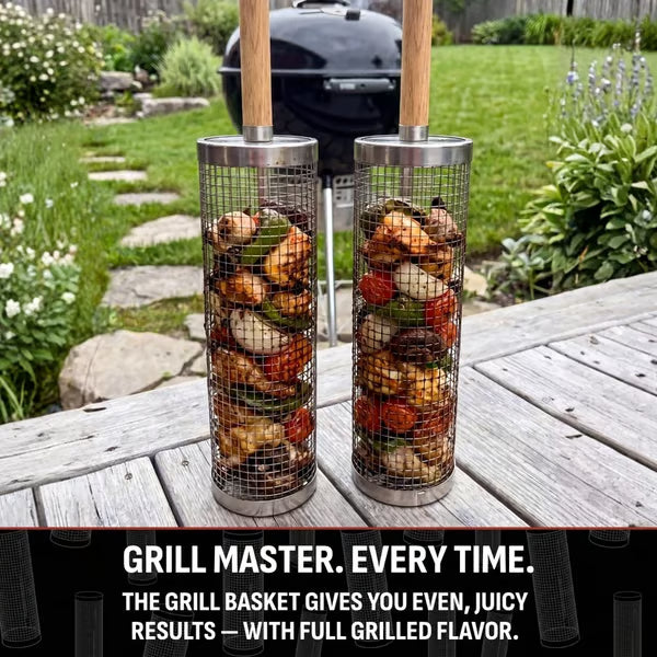 Rolling Grill Baskets - 304 Stainless Steel BBQ Tools