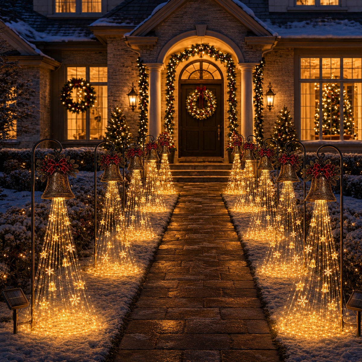 🎄HOT SALE 50% OFF💕 -🔔Christmas Bell Cascade Solar Yard Lights for Magical Outdoor Holiday Decor🎄
