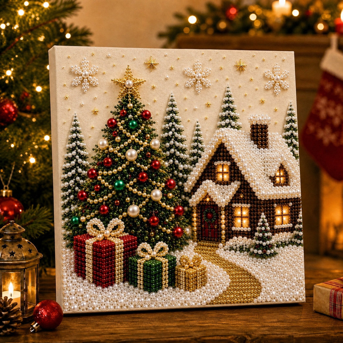 🎅🎄Premium 3D Pearl Christmas Wall Decoration Set – DIY Holiday Decor⛄️❄️