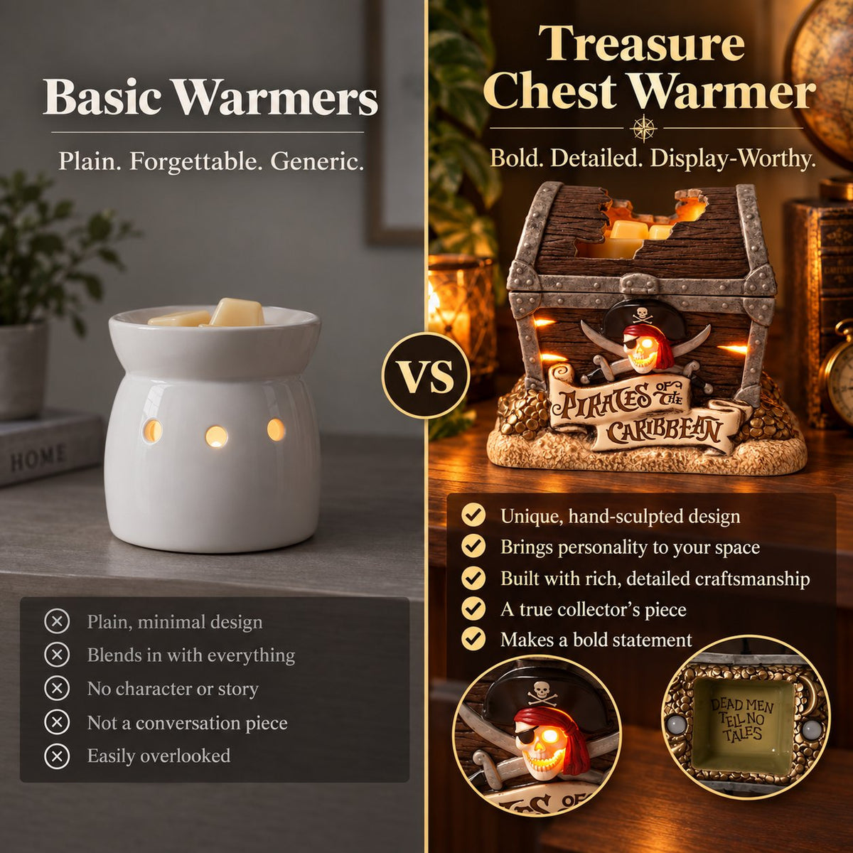 🌊Last day Promotion 🔥- 🏴‍☠️Glowing Pirate Treasure Chest Ceramic Decor 💎
