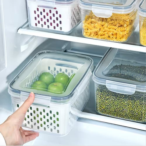 ⏰Last day Promotion 🔥-🥬 4-in-1 Draining Food Storage Container Keeps Fruits & Veggies Fresh & Organized ✨