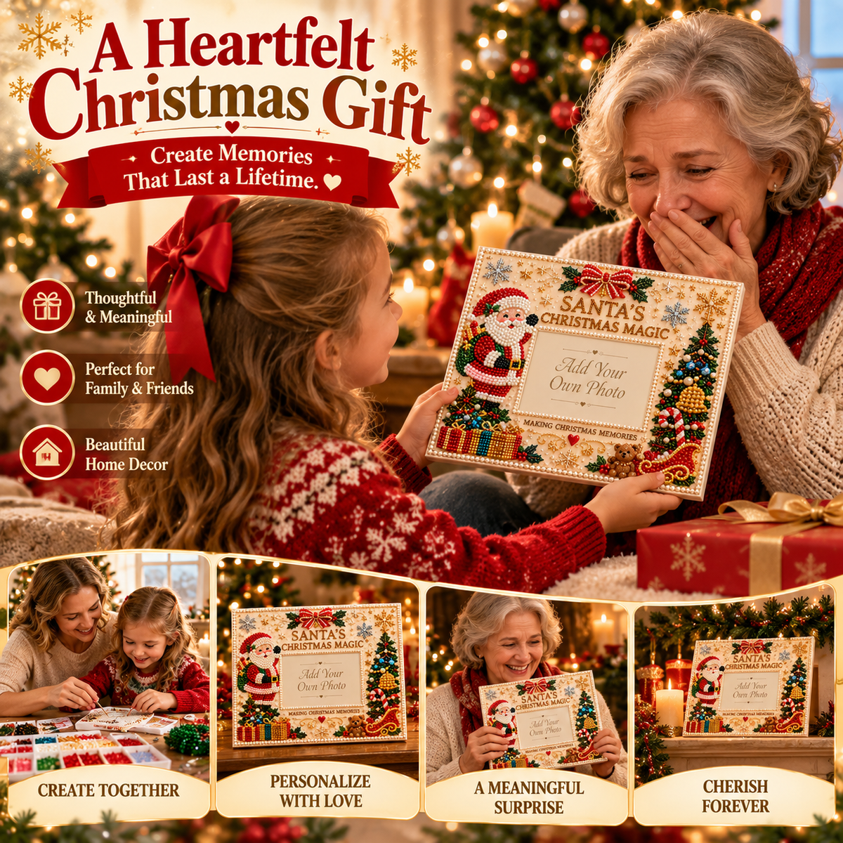 🔥Limited time 49% OFF -🎄❤️ DIY Christmas Pearl Art Photo Frame – Create Memories Together