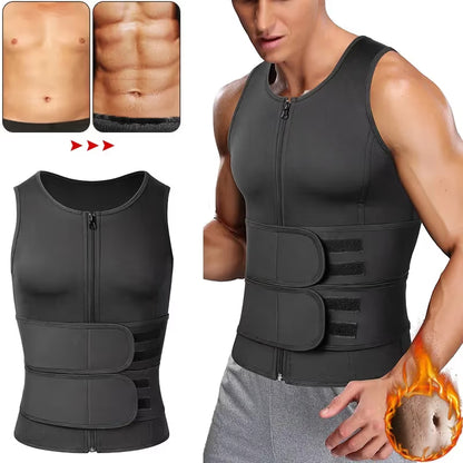 Men Body ShaperSauna Vest Waist Trainer Double Belt