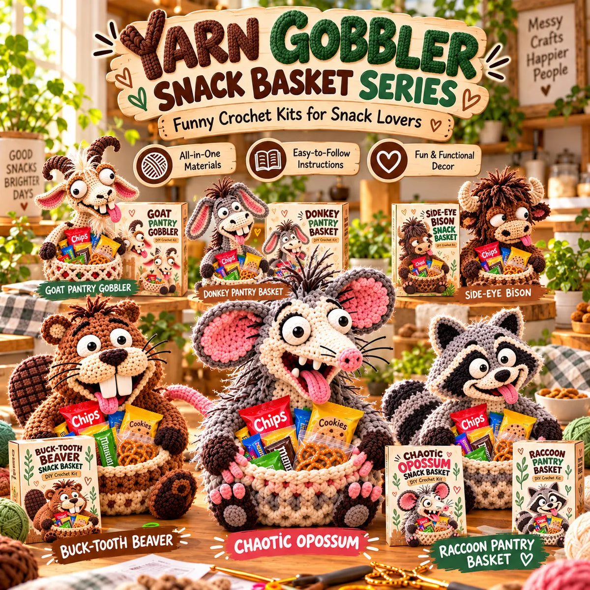 🧶 Holiday Celebration 50% OFF ✨-😂Funny Crochet Animal Snack Baskets for Cute Storage 🐻