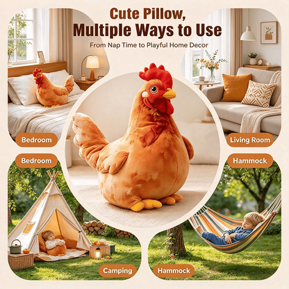 🐔Last day Promotion 🔥-☁️ Realistic Chicken Plush Pillow – Cute Cozy Farmhouse Decor Cushion 🏡