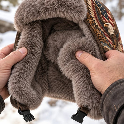 🦅 Wings of Liberty Plush-Lined Winter Trapper Hat