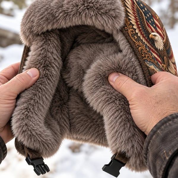 Plush lining and buckle strap detail