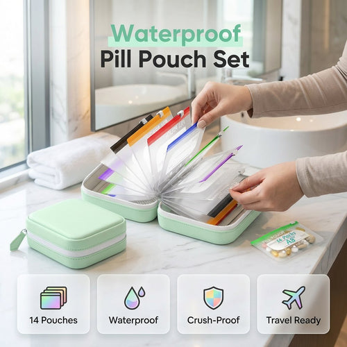 💊💧 A8 Waterproof Pill Pouch Set – 7–14 Day Storage, Crush-Resistant & Travel-Friendly ✨🧳