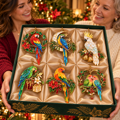 🦜 Holiday Celebration 50% OFF ✨-Colorful Tropical Parrot Christmas Ornaments Set of 6 🌴