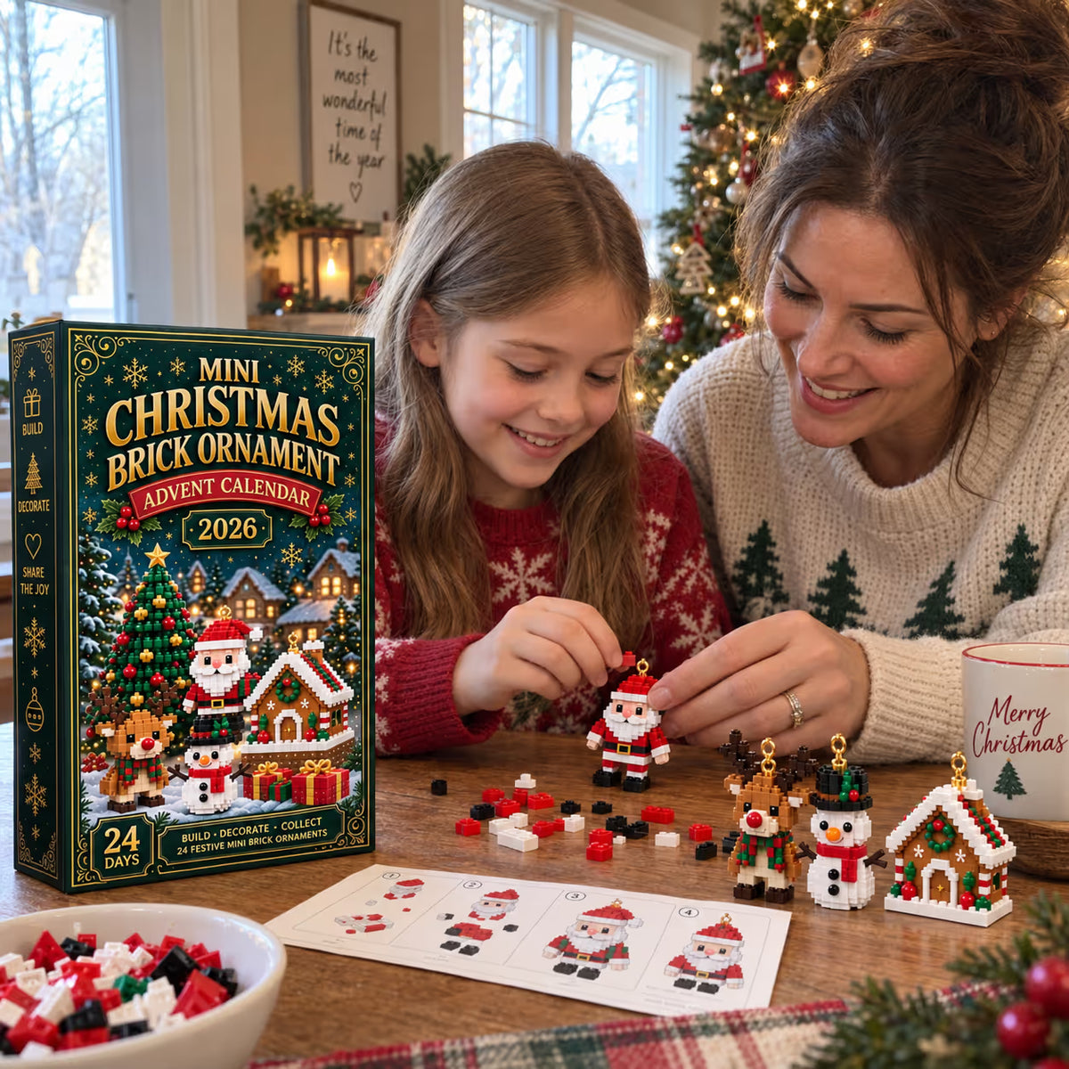 ⏳ Last Day 50% OFF🎁 – 🎄24-Day Christmas Brick Ornament Advent Calendar 🧱