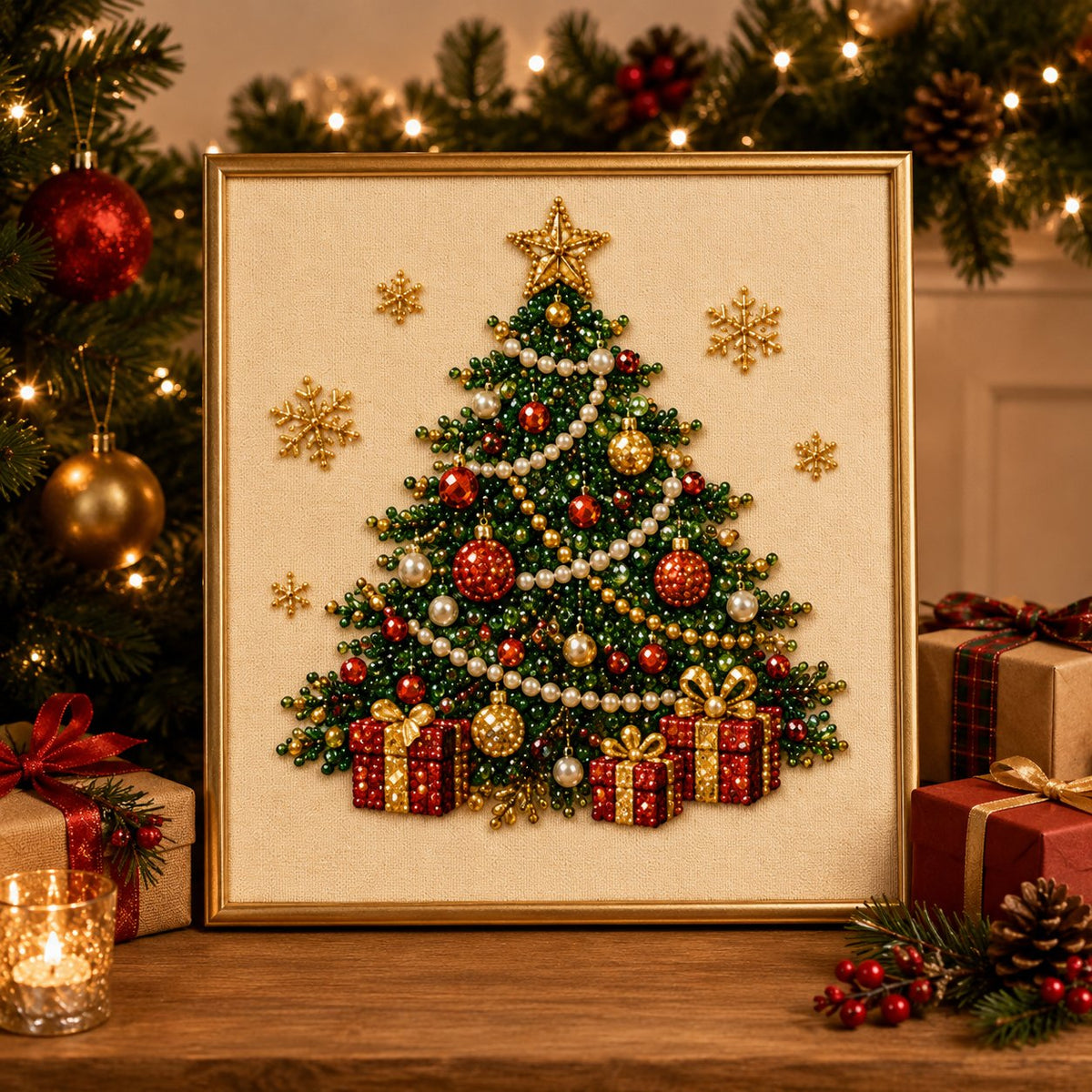 DIY Christmas Pearl Diamond Painting Art Kit With Frame Relaxing & Beginner-Friendly