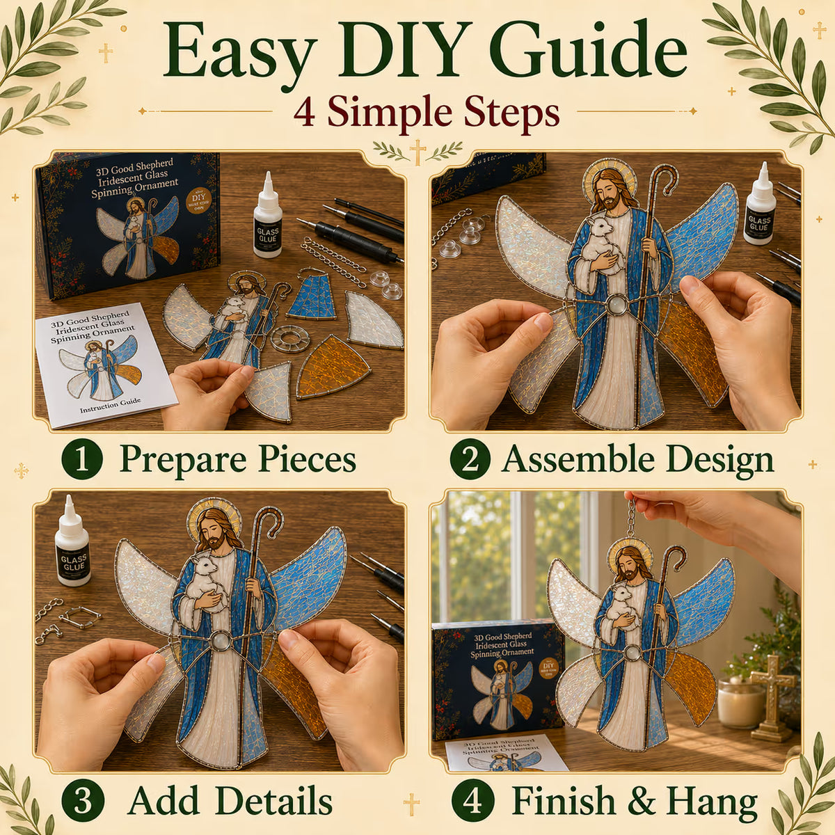 ⏳ Last Day 50% OFF –✝️Beginner-Friendly 3D Christian & Christmas Suncatcher DIY Kit 🎄