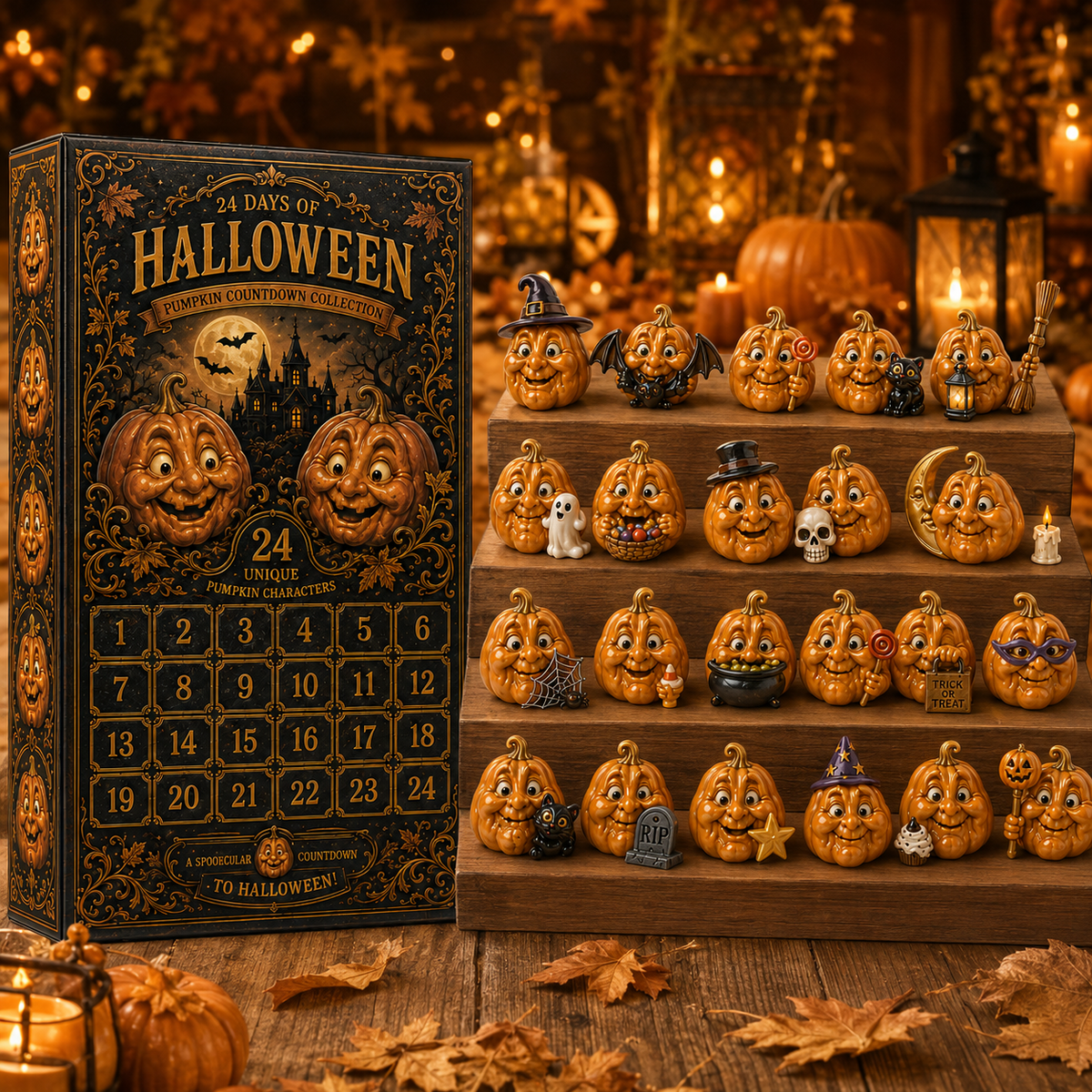 🎁 Last Day 50% OFF✨-🎃24-Day Christmas Countdown Advent Calendar with Halloween Pumpkin Ornaments🎄