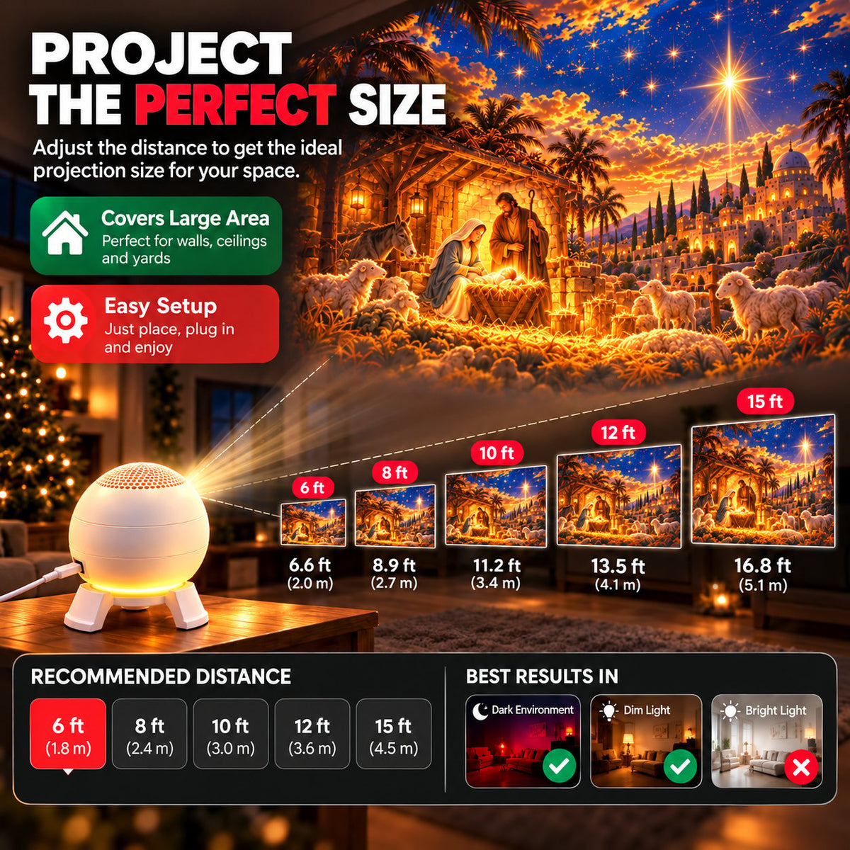 ✝️🌟 Nativity Christmas 5D Projection Light – Transform Any Room Into the Night of Bethlehem