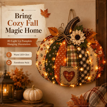 ⌛ Last Day 50% OFF✨-🎃 3D Light Up Pumpkin Hanging Decor for Cozy Fall, Halloween ✨