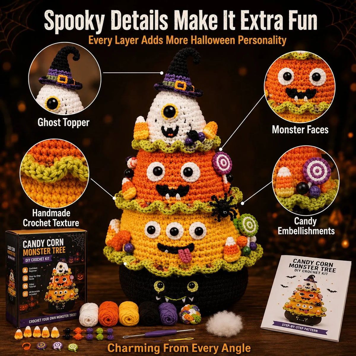 🎃Last day Promotion ⏰-Last day Promotion 🔥-🧶DIY Halloween Crochet Tree Kit for a Spooky & Fun Tabletop Decoration 👻