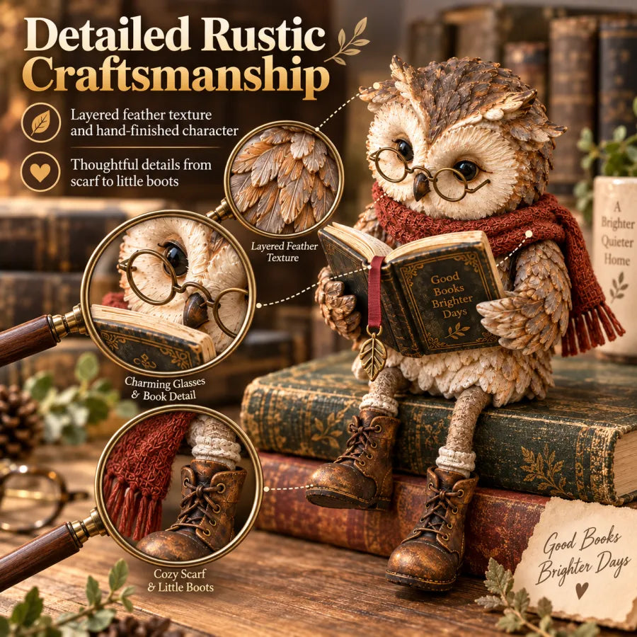 ⏰ Limited Time 50% OFF ⚡ -🦉 Reading Owl Figurine