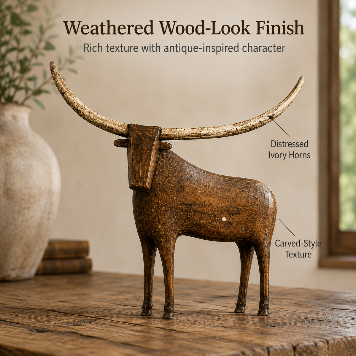 🔥 Today Only 50% OFF-🐂Vintage Longhorn Bull Sculpture