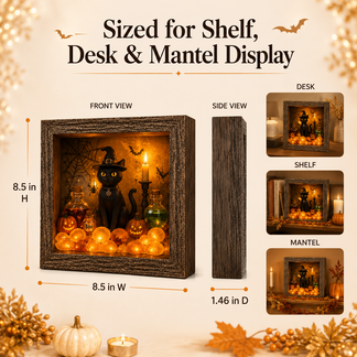 ⏰Last day Promotion 🔥-✨ DIY Halloween Shadow Box Kit with Warm LED Glow for Cozy Fall Decor 🎃