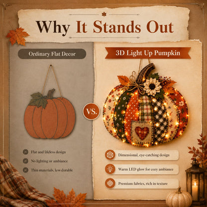 ⌛ Last Day 50% OFF✨-🎃 3D Light Up Pumpkin Hanging Decor for Cozy Fall, Halloween ✨