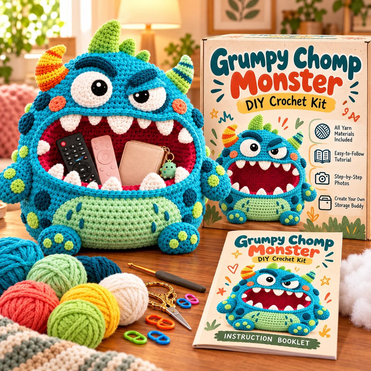👾 Last Day 50% OFF✨-🧶Cute Hungry Monster Crochet Storage Buddies for Clutter ✨