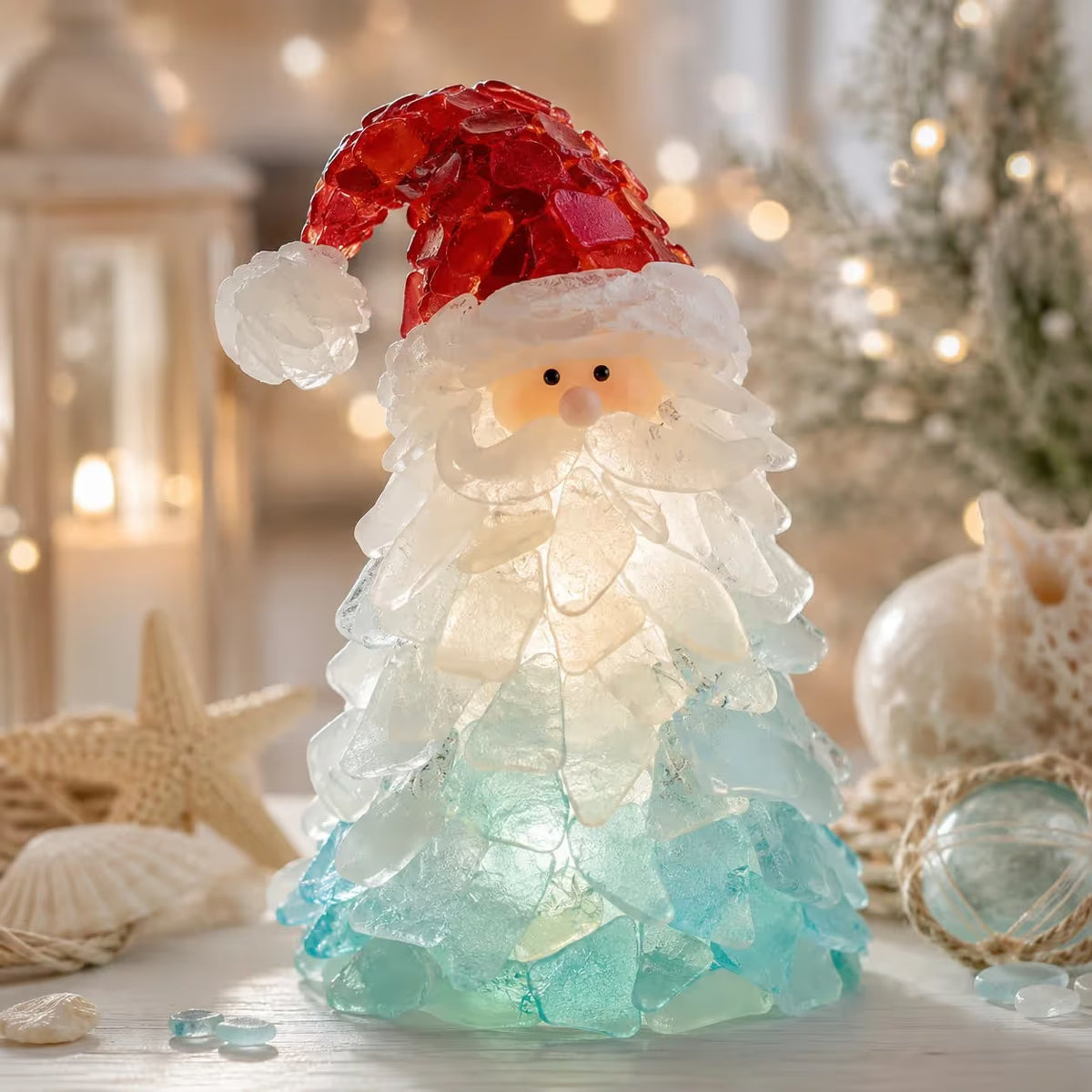 🎁Last Day 50% OFF✨-🎅 Lighted Sea Glass Santa DIY Kit for Easy, Festive Christmas Decorating ✨