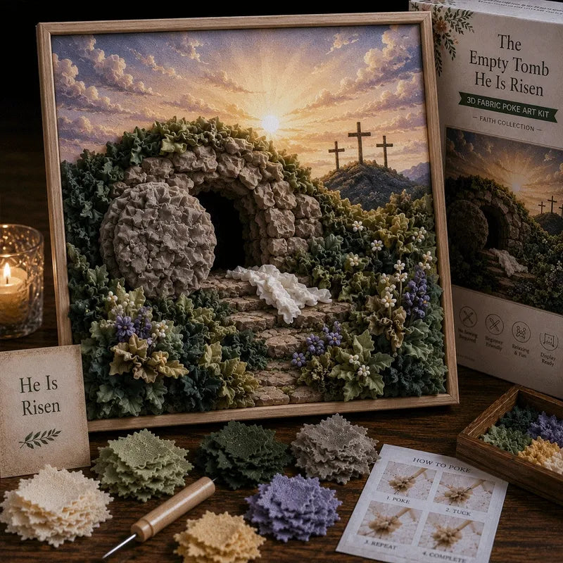 🎁Last Day 50% OFF✨-✝️3D Christian Fabric Poke Art Kit for Meaningful & Relaxing DIY Crafting 🙏
