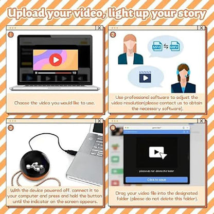 Electronic Crystal Ball, Light-Up Glass Sphere With 3D Digital Display Screen, DIY Personalized Video & Photo Player