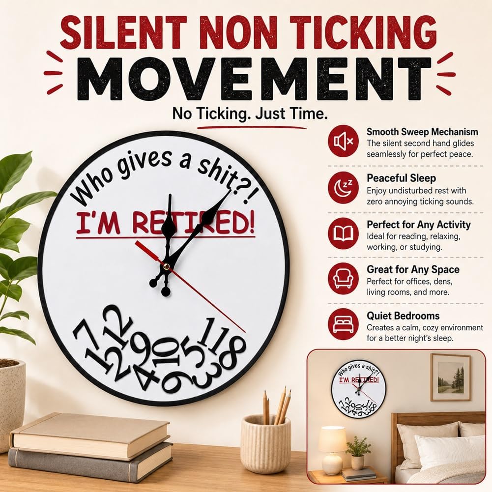 Retirement Humorous Quote Wall Clock