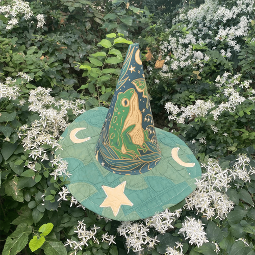 ✨Last day Promotion 🔥-🧙‍♀️ Quilted Witch Hat – Handcrafted Folk Art Style for Unique Halloween Charm 🎃