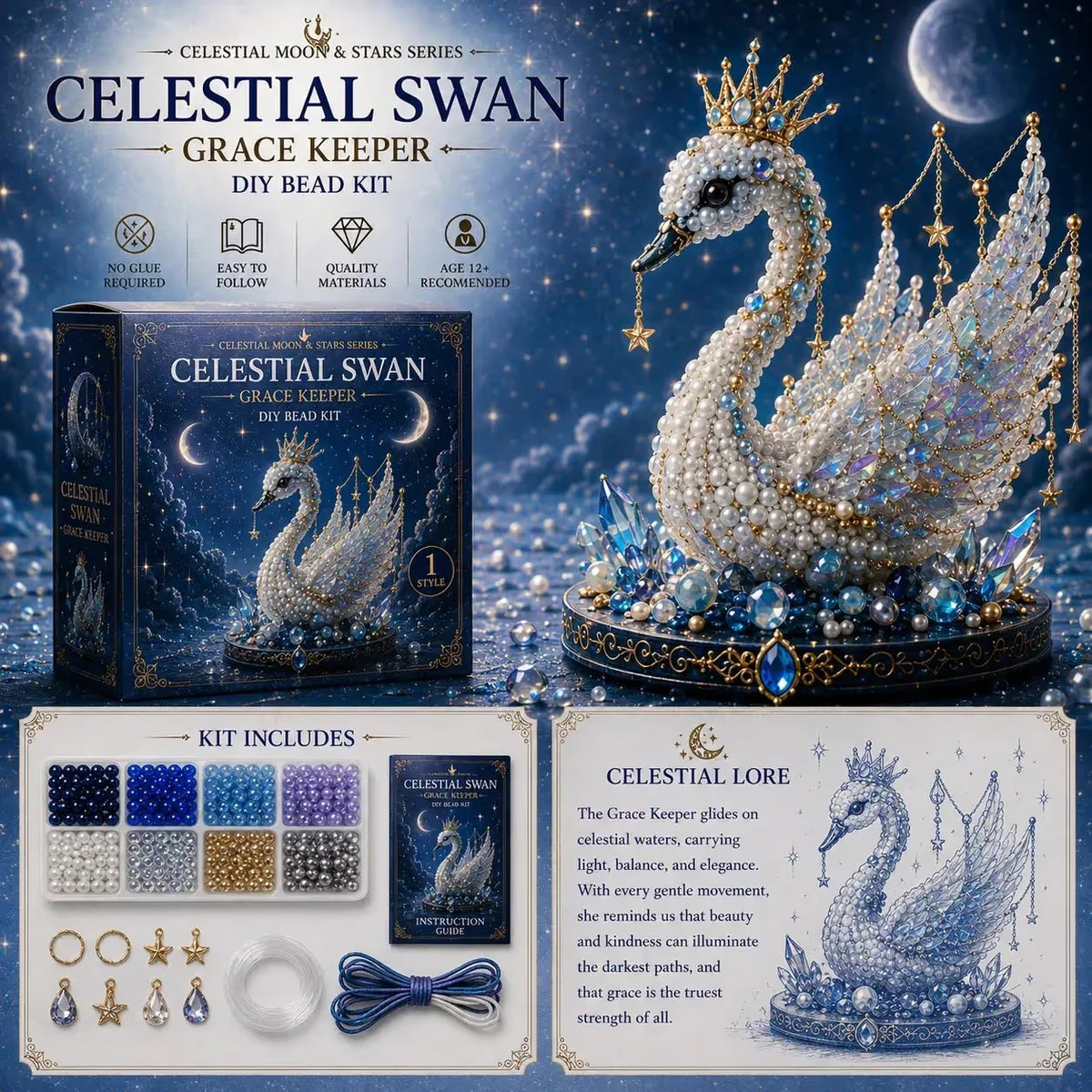 ⏰LAST DAY 50% OFF❤️ -🌙Moon Cat Luna Guardian DIY Bead Kit for Magical Celestial Crafting 🐈‍⬛
