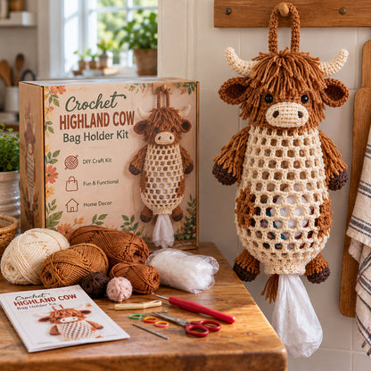 ⏰Last day Promotion 🔥-Crochet Animal Bag Holder DIY Kit – Cute & Functional Hanging Storage Craft Kit