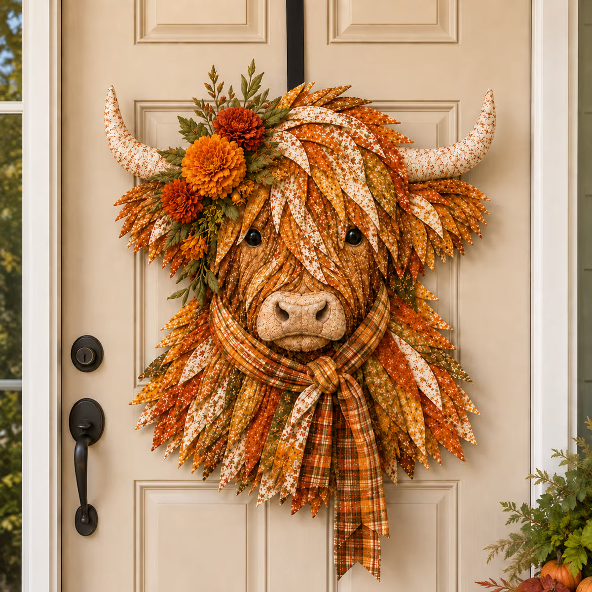 🔥 Last Day 50% OFF✨-🐮 DIY Highland Cow 3D Fabric Art Kit with Beautiful Birth Flower Design 🌸✨
