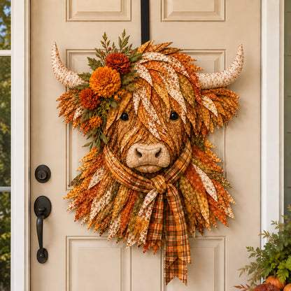 🔥 Last Day 50% OFF✨-🐮 DIY Highland Cow 3D Fabric Art Kit with Beautiful Birth Flower Design 🌸✨