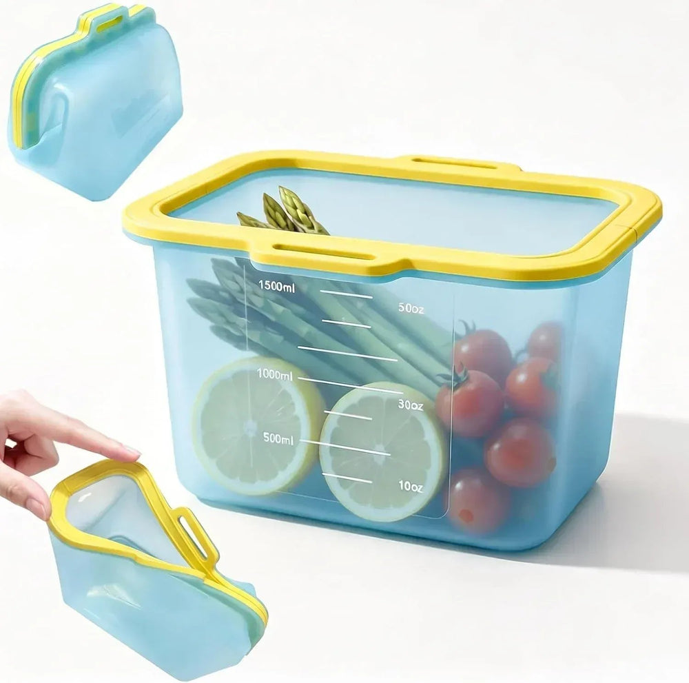 Reusable silicone food storage bag with magnetic closure