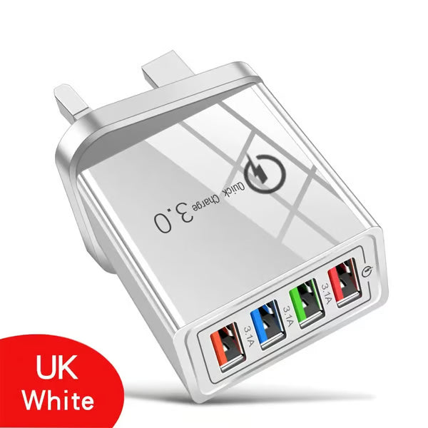 ⏰Last day Promotion 🔥-⚡ AI-GaN 4-Port Fast Charger – Quick Charge 3.0 Smart Power Hub for Multi-Device Charging🔋