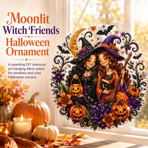 🧙‍♀️🎃Halloween Witch Friendship Diamond Art Window Suncatcher