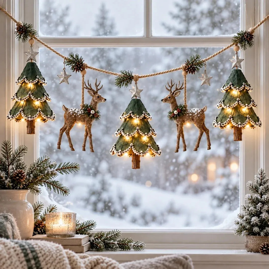 🦌 Holiday Celebration 50% OFF ✨-🌲 Lighted Woodland Christmas Garland for Magical Holiday Decor 🌟