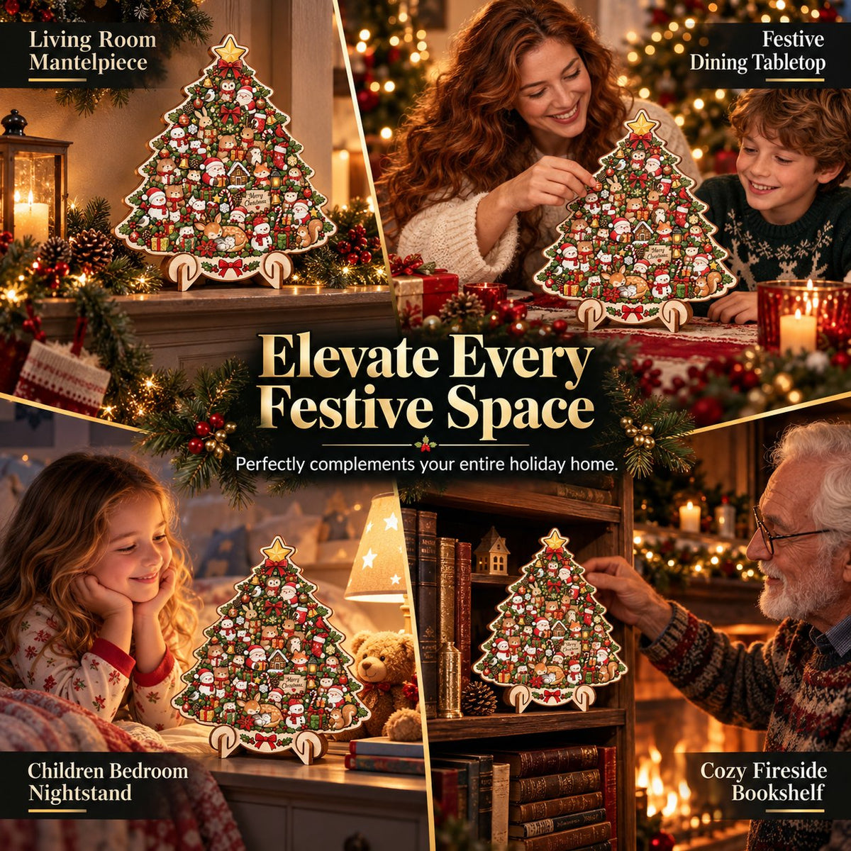 🔥 Last Day 50% OFF✨-🧩Wooden Christmas Puzzle with Stand – 8 Festive Designs to Build & Display 🎄