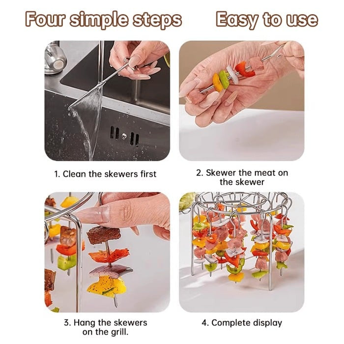 ⏰Last day Promotion 🔥-🥩 Air Fryer Kebab Grill Makes Juicy BBQ Skewers Easily 🍤