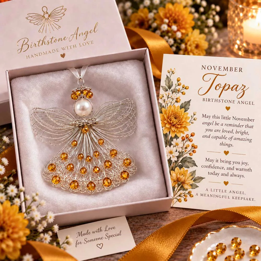 ⏳ ⏳Last Day 50% OFF – 👼Handmade Birthstone Angel Wire Ornament |12 Meaningful Birthstone Colors with Keepsake Card ✨