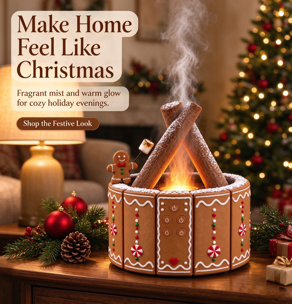 🔥 Campfire Christmas Diffuser 🎅 Santa & Gingerbread 2 Styles
