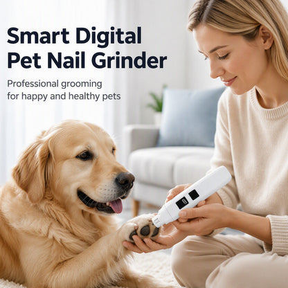🐾 Electric Pet Nail Grinder with LED Power Display – Quiet Nail Trimmer for Dogs & Cats