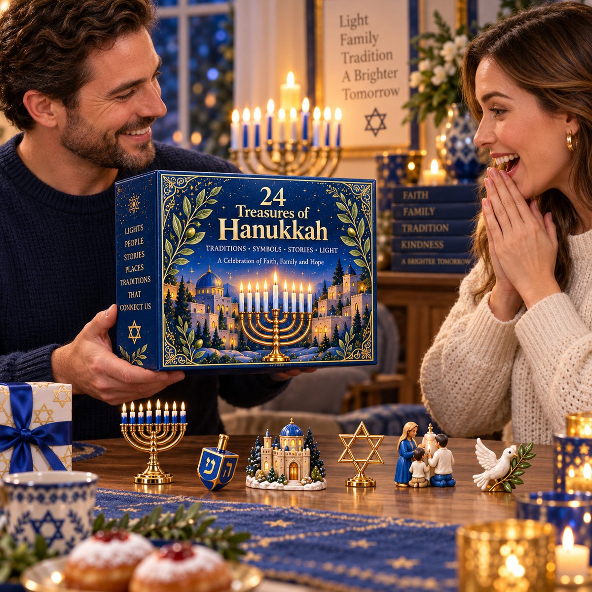 ⏰Last day Promotion 🔥-🕎 24 Treasures of Hanukkah Countdown Calendar for Meaningful Traditions, Symbols & Light ✨