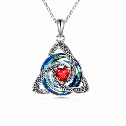 ✨ 50% OFF – Birthstone Celtic Trinity Knot Necklace – Silver-Plated Crystal Pendant Jewelry