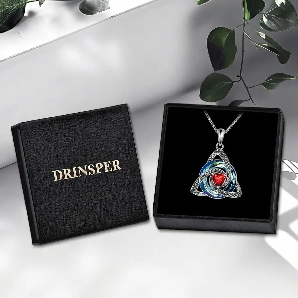 ✨ 50% OFF – Birthstone Celtic Trinity Knot Necklace – Silver-Plated Crystal Pendant Jewelry