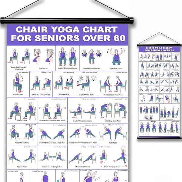 Senior Wellness Exercise Poster – 16-Step Chair Tai Chi Routine for Daily Mobility